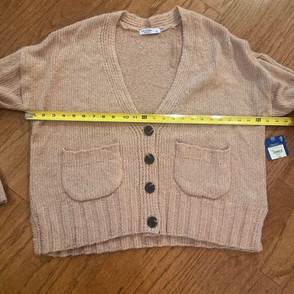 NWT Arizona Jean Co. Size small oversized button up sweater, beige/camel color. - Picture 7 of 11
